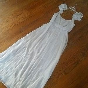 Amsale Silver silk evening gown